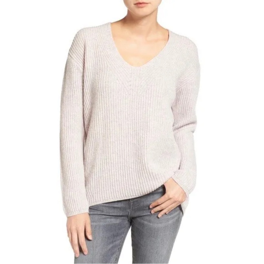 MADEWELL Merino Wool V Neck Sweater Light Pink Women’s XS